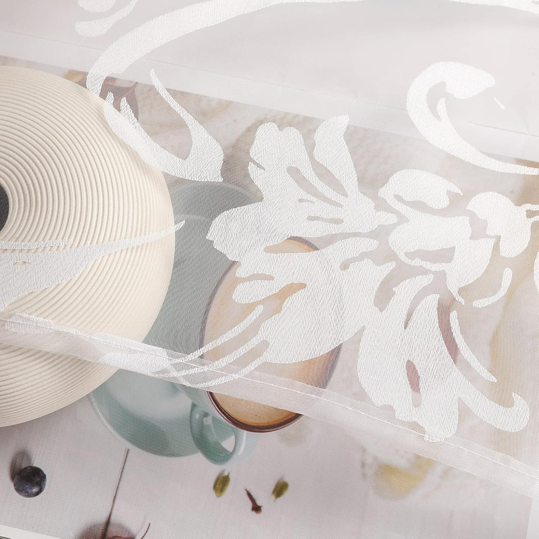 CORLIF Voile Gardine mit Ösen Vorhang Ausbrenner Muster Transparente Gardinen Wohnzimmer Schlafzimme