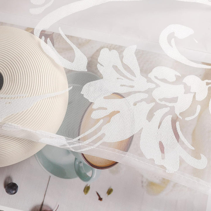 CORLIF Voile Gardine mit Ösen Vorhang Ausbrenner Muster Transparente Gardinen Wohnzimmer Schlafzimme