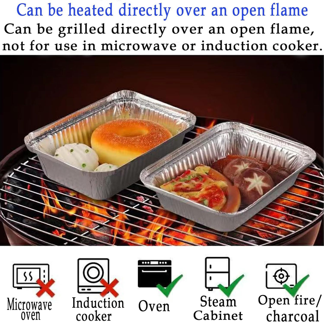 Xinfuquan Alu grillschalen Grossformat,Aluschalen mit deckel,Grill Aluschalen 20Stück-2200ml/Einweg