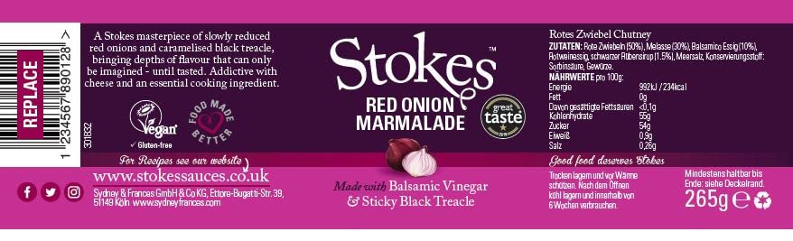 Stokes Red Onion Marmalade Süss-würzige rote Zwiebelmarmelade 1x 265g (Packung mit 2) Gewürze 265 g