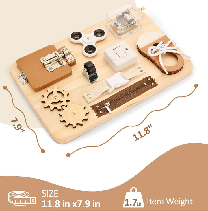 Potatomato Montessori Busy Board für Kinder - Sensorik &amp; Feinmotorikspielzeug aus Holz - Montessori