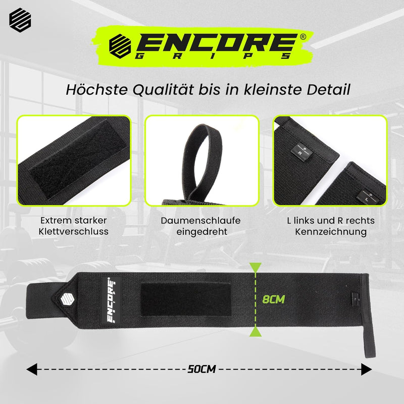 Encore Grips® Handgelenk Bandagen für Bodybuilding, Kraftsport, Crossfit, krafttraining Bandage, Han