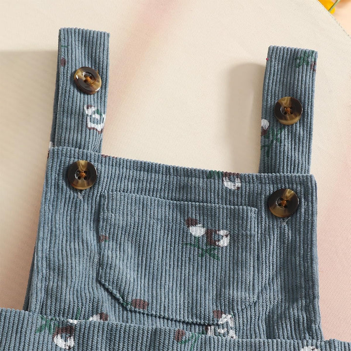 Kleinkind Baby Mädchen Sommerkleidung Rippstrick-Tops Trägerhosen mit Blumenmuster und Stirnband 18-