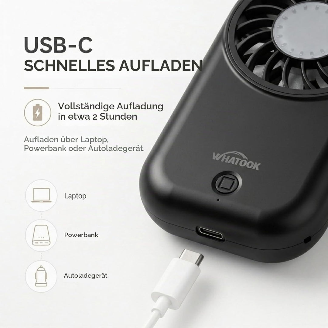 WHATOOK Mini Handventilator: 56g Ultra-Leicht Tragbarer, 11000 U/min Starker Handlüfter mit 5 Geschw