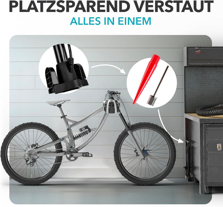 CYCLEHERO Fahrradpumpe für alle Ventile - Leistungsstarke Luftpumpe mit Manometer und 2 Jahren Garan