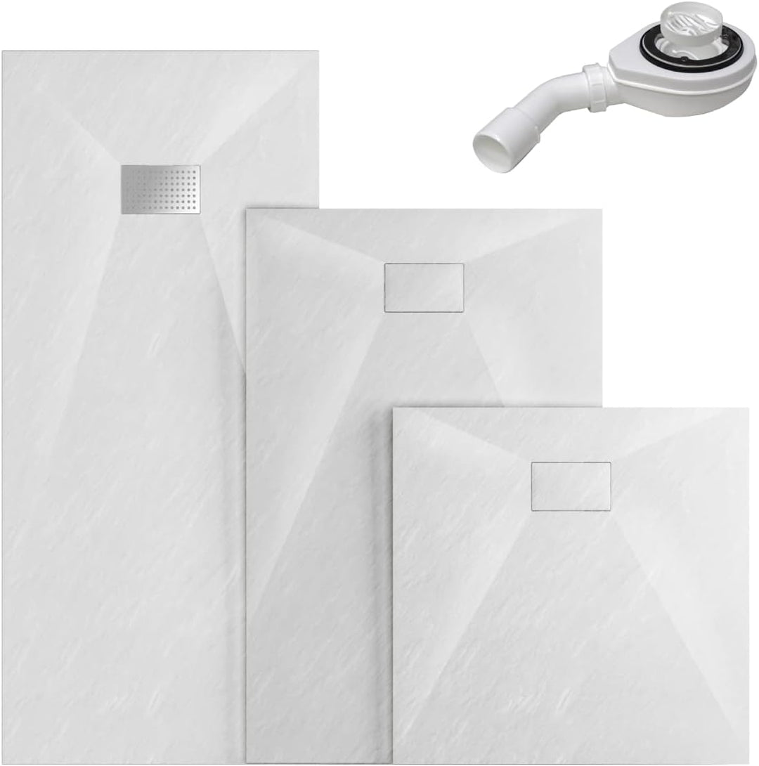 WITEN&amp;NOCK Duschwanne 80x80 cm SMC Brausewanne Weiss Steinoptik Antirutsch Duschtasse Höhe 3,2 cm Ni