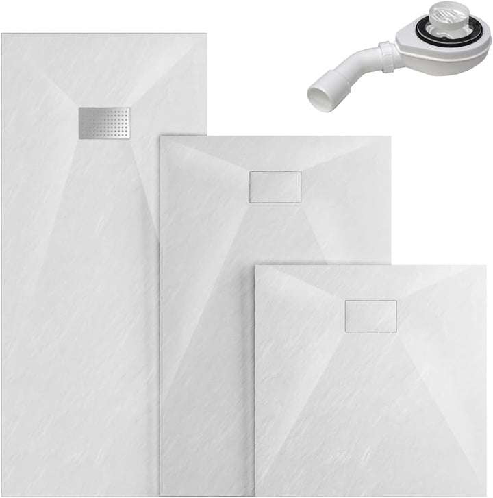 WITEN&amp;NOCK Duschwanne 80x80 cm SMC Brausewanne Weiss Steinoptik Antirutsch Duschtasse Höhe 3,2 cm Ni