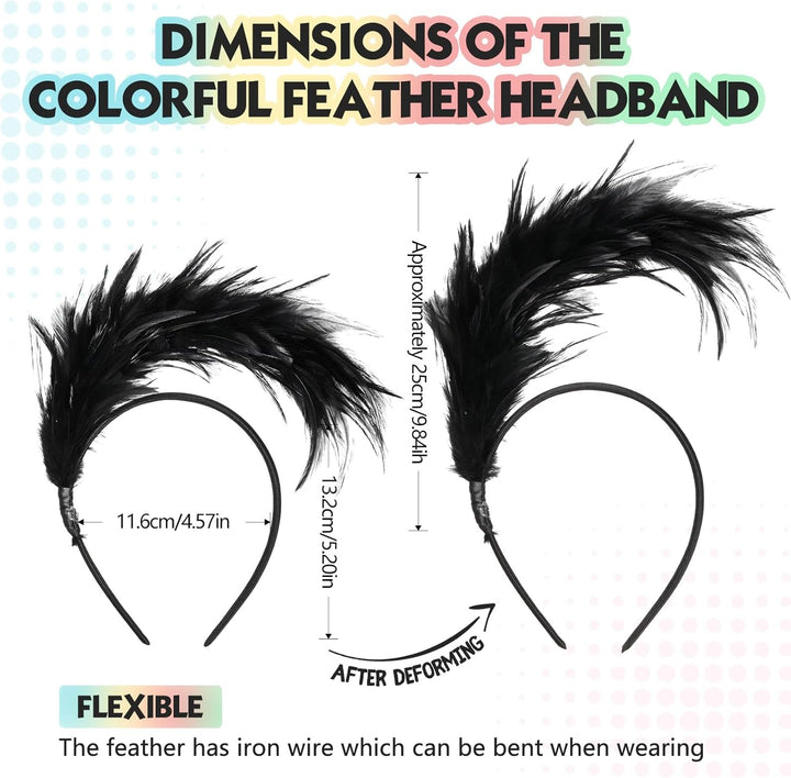 Dilunave Bunt Feder Stirnband Fascinator Regenbogen Haarreif Cosplay Haarbänder Karneval Kopfschmuck