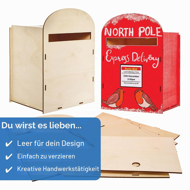 Baker Ross FX846 Briefkasten-Set - 1 Set, Holzbastelsets zum Bemalen und Dekorieren für Kinder, Mitt