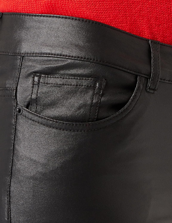 VERO Moda Damen Hose Vmscarlet Mr Sk Flared Coated Pants Noos L / 34L Black/Detail:coated, L / 34L B