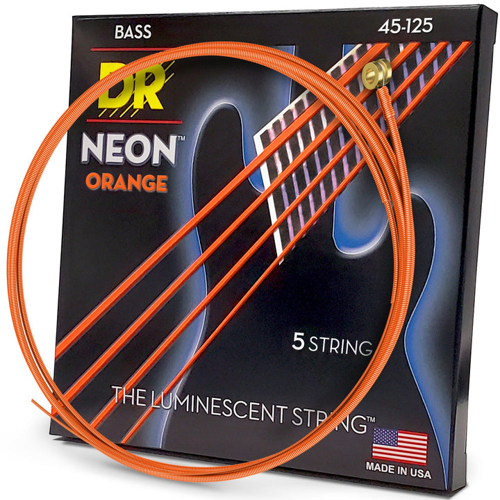 DR Saiten Hi-Def Neon Orange Bass Heavy 5 Saiten