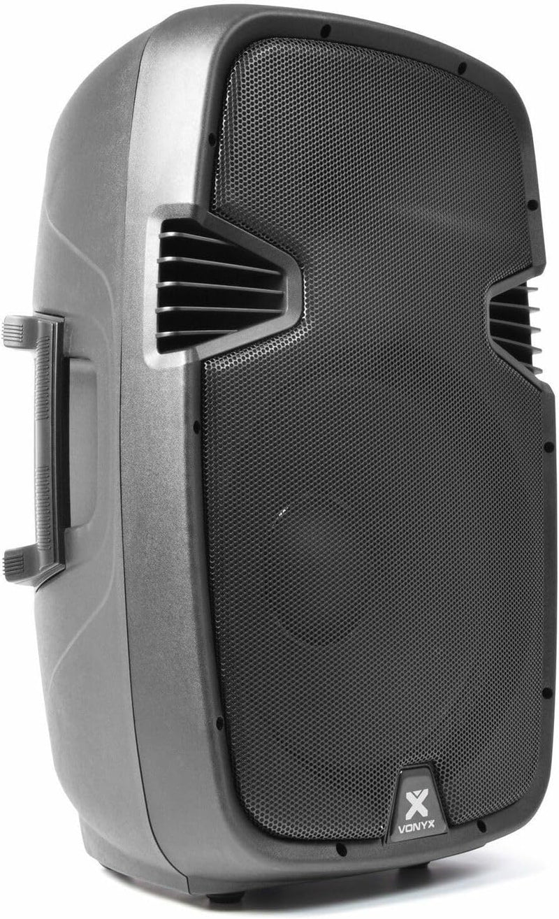 Vonyx SPJ-1500A, PA Aktiv Lautsprecher, DJ Box, 800 Watt 15 Zoll High End aktiver Speaker, DMX, Cinc