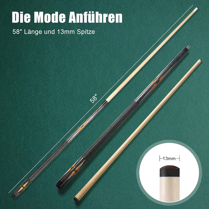 Pool Queue, 58 Zoll Billard Queue Kanadischer Ahornholz Pool Cue 13mm Spitzen für Professionelle Bil