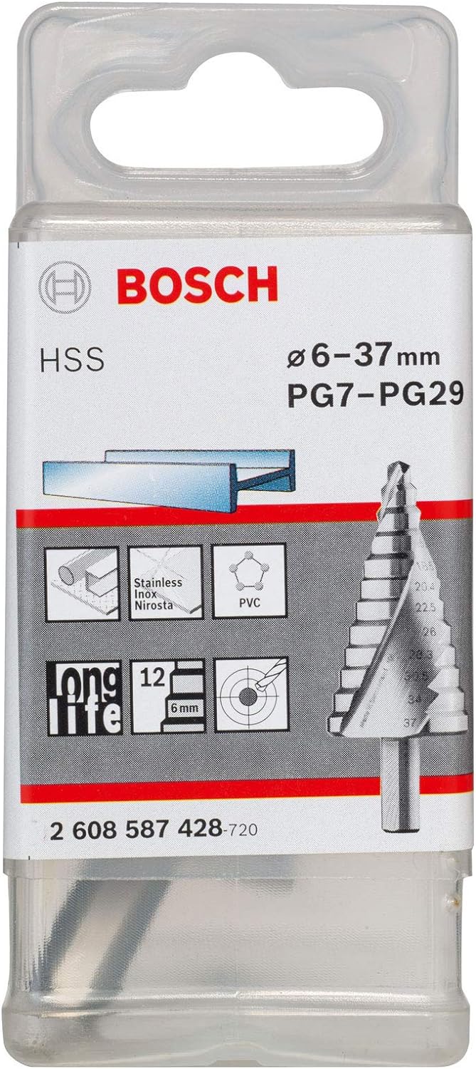 Bosch Professional Stufenbohrer HSS mit 3-Flächen-Schaft (Ø 6-37 mm)