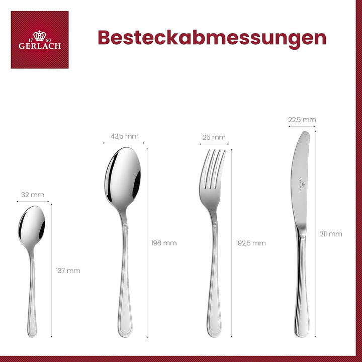 Gerlach Antica Besteck-Set im Koffer 12 Personen Spülmaschinenfest Essbesteck Edelstahl Elegantes Be