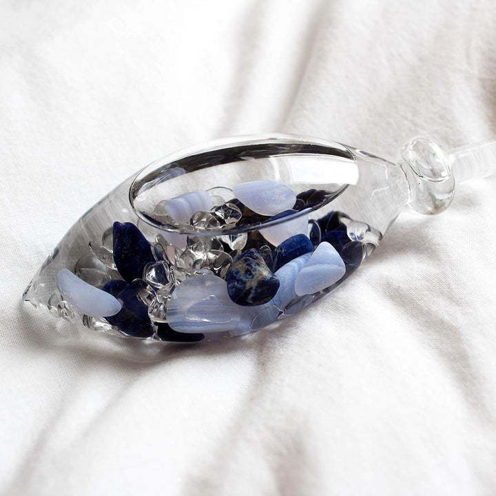 VitaJuwel Balance Edelsteinwasserset für Zuhause (Karaffe Era & Phiole) mit Sodalith, Chalcedon & Be