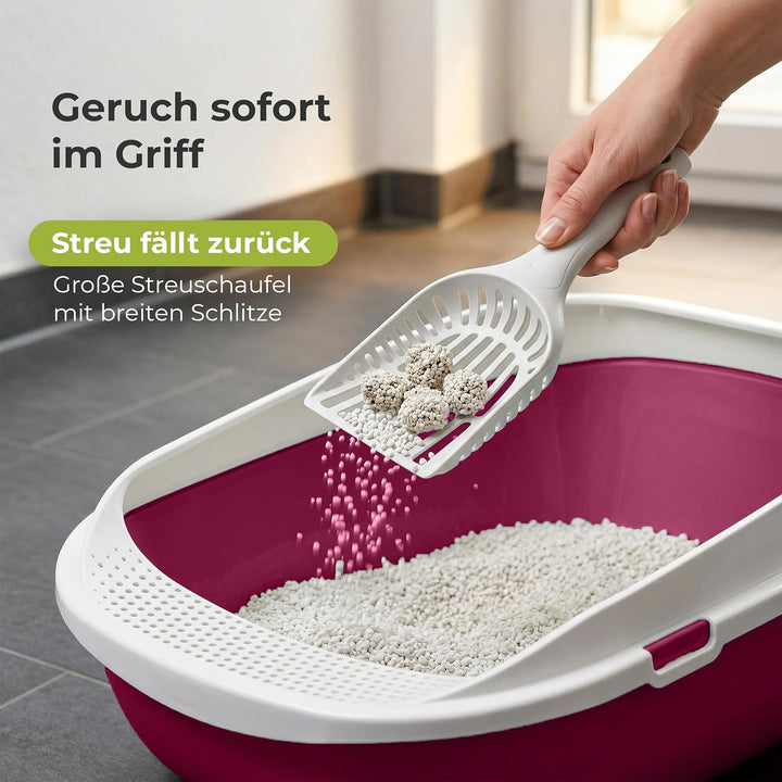 XXL Jumbo Katzentoilette Schale 65 cm pink inkl. Schaufel, pink