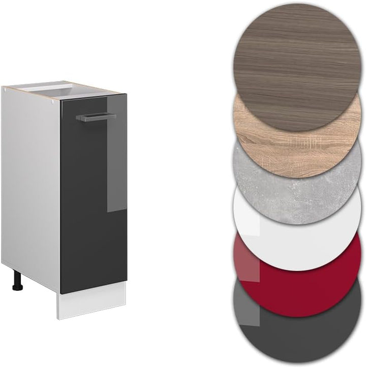 Vicco Apothekerschrank R-Line, Anthrazit Hochglanz/Weiss, 30 cm ohne Arbeitsplatte Anthrazit Hochgla