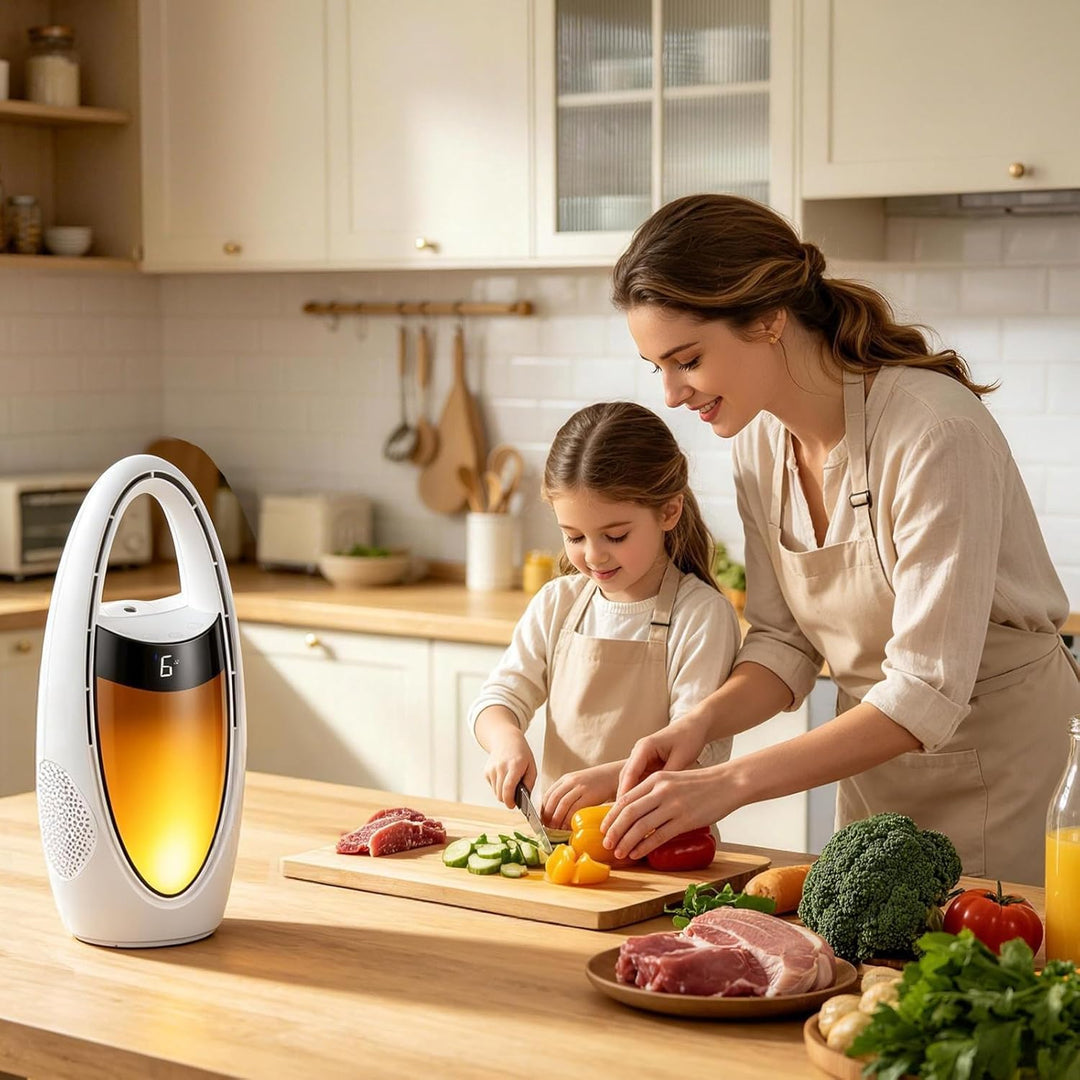 Rotorloser Ttischventilator Akku mit Wasserkühlung, Tragbarer Sicherheit Turmventilator mit LED Nach