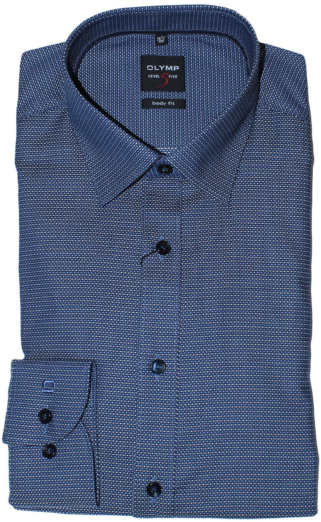 OLYMP Level Five Body fit Hemd Langarm Muster blau 44 Blau, 44 Blau