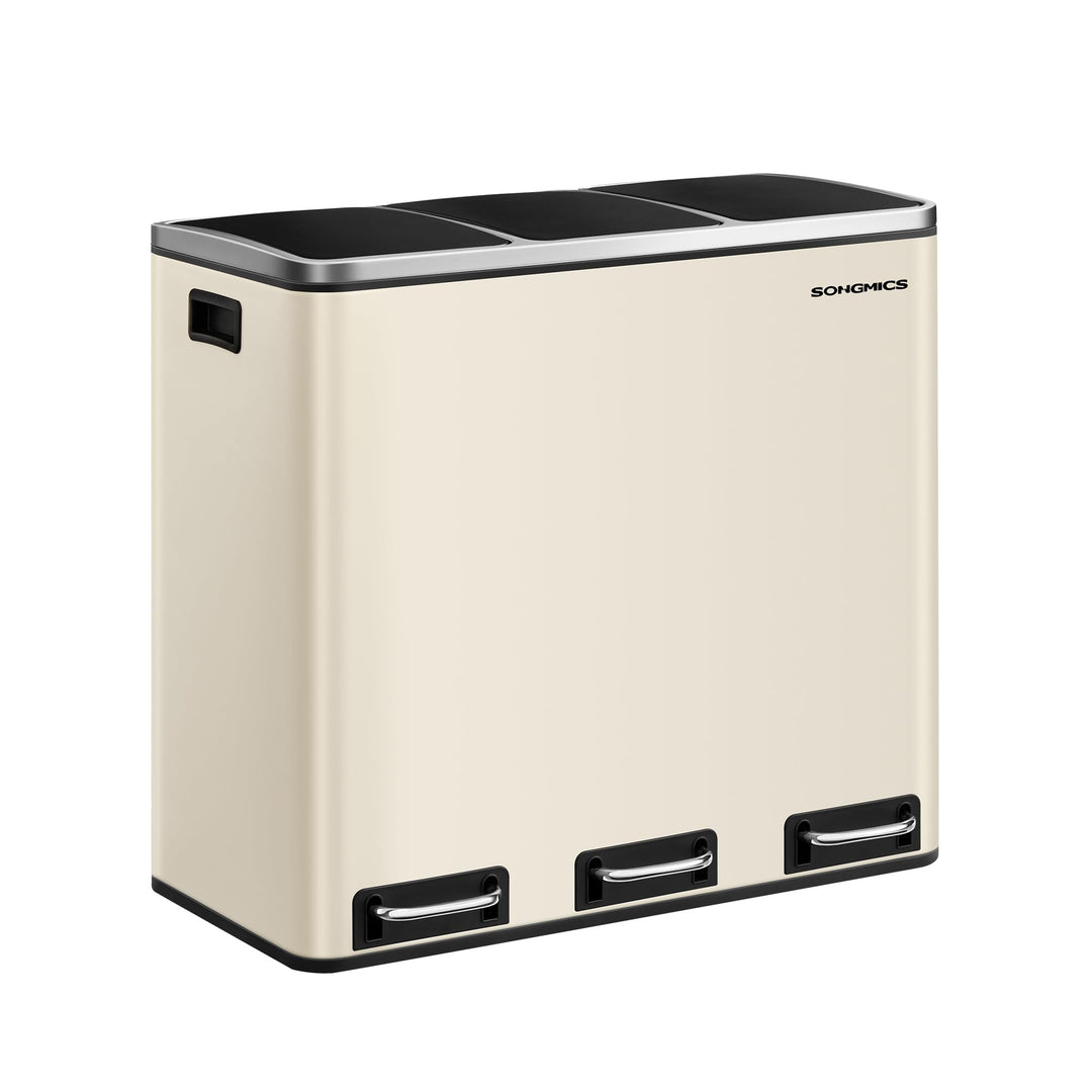 SONGMICS Mülleimer Küche, 3 x 18 L, Mülltrennsystem 3 Fächer, inklusive 15 Müllbeutel, Abfalleimer,