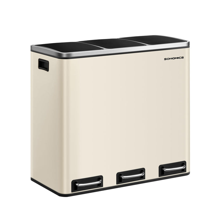 SONGMICS Mülleimer Küche, 3 x 18 L, Mülltrennsystem 3 Fächer, inklusive 15 Müllbeutel, Abfalleimer,