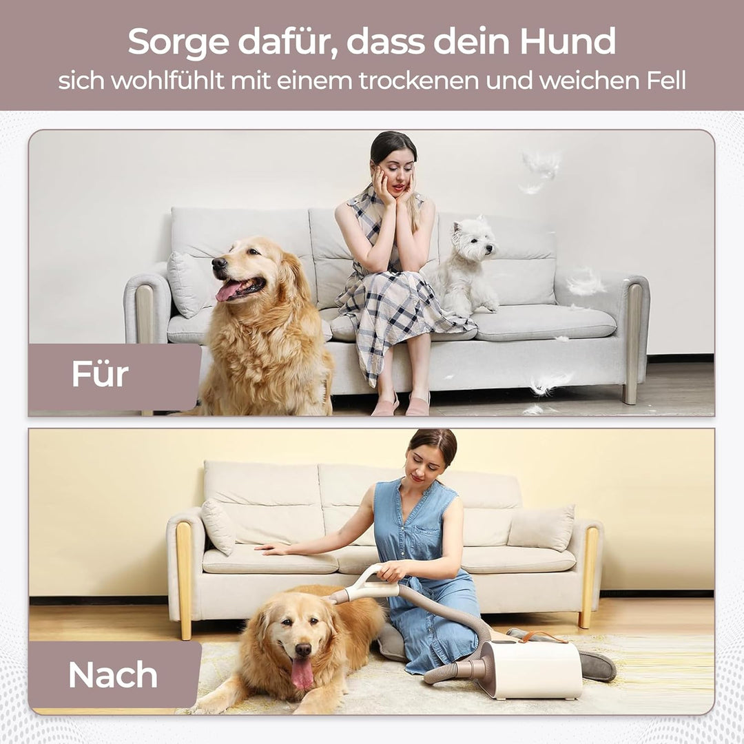 Olvy Hundefön Hundetrockner für Hundepflege Tierfön mit Einstellbarer Windgeschwindigkeit, Hundetroc