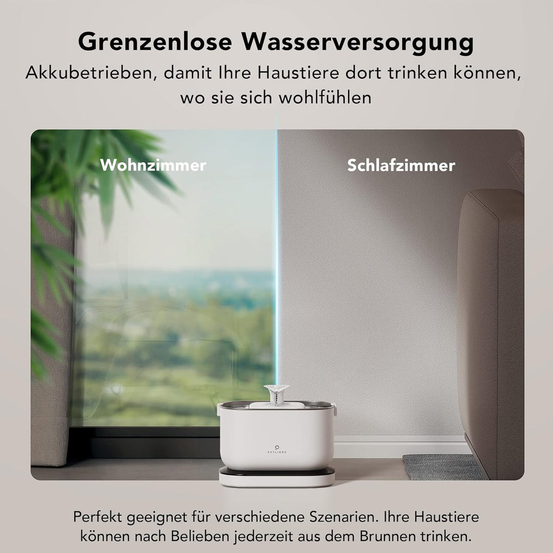 PETLIBRO Katzenbrunnen mit kabelloser Pumpe 2,5 l/84 oz Trinkbrunnen für Katze BPA-frei (Weiss - Nur