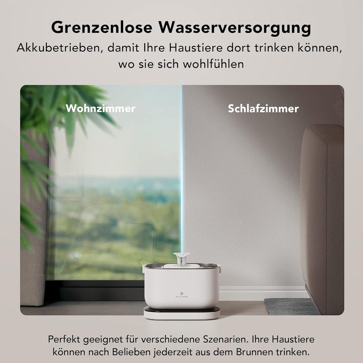 PETLIBRO Katzenbrunnen mit kabelloser Pumpe 2,5 l/84 oz Trinkbrunnen für Katze BPA-frei (Weiss - Nur