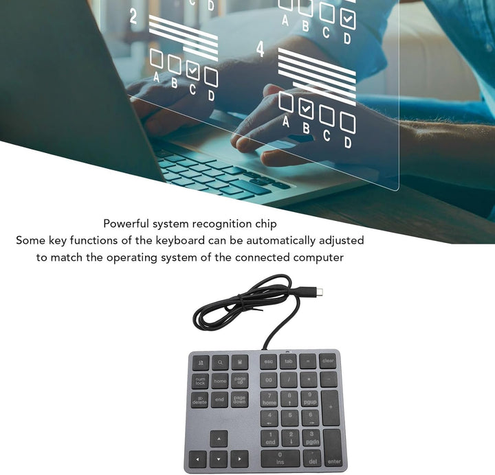 Zunate USB-C-Ziffernblock, HUB 5 Gbit/s, Kabelgebundenes Zahlentastatur-Pad, Kabelgebunden, Plam-Grö