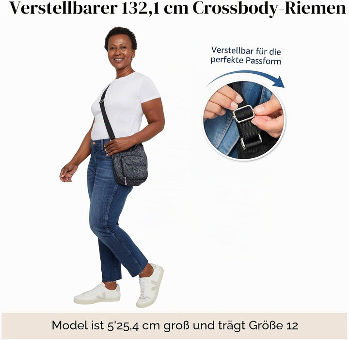 Baggallini Criss Cross Crossbody Bag Midnight Blossom, Midnight Blossom