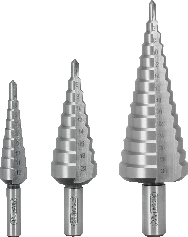 KS Tools 330.2210 HSS Stufenbohrersatz zweischneidig 3-teilig 4 bis 30mm