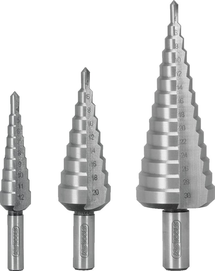 KS Tools 330.2210 HSS Stufenbohrersatz zweischneidig 3-teilig 4 bis 30mm