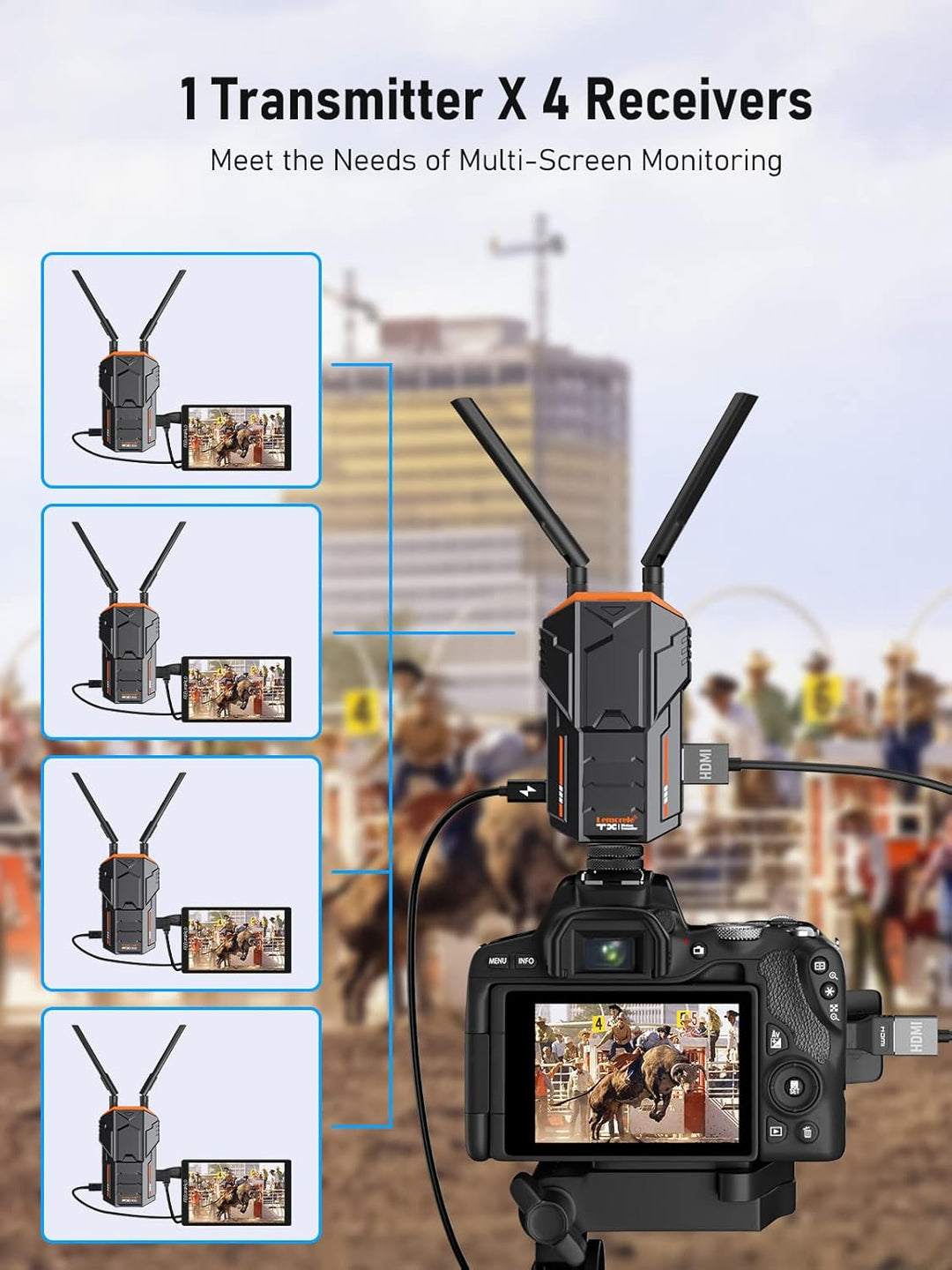 Drahtloses Videoübertragungs Set 200M, Lemorele Wireless Videoübertragungssystem 1080p60 Mit HDMI Lo