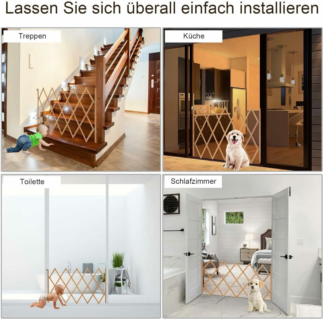 AllRight Hundeabsperrgitter Hundegitter Hundegatter Schutzgitter Treppenschutzgitter Holz Aufziehbar