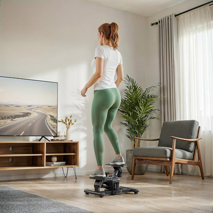 HOP Sport® Mini Stepper für Zuhause HS-060S, Swing & Twist Stepper, Hometrainer für Bein-, Arm- & Po