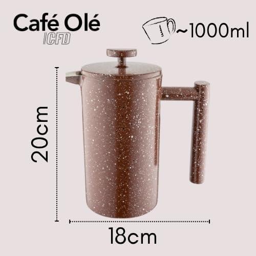 Café Olé CFD-08RG Doppelwandiger Kaffeebereiter aus hochwertigem Edelstahl – Rot Granit, für 8-Mokka