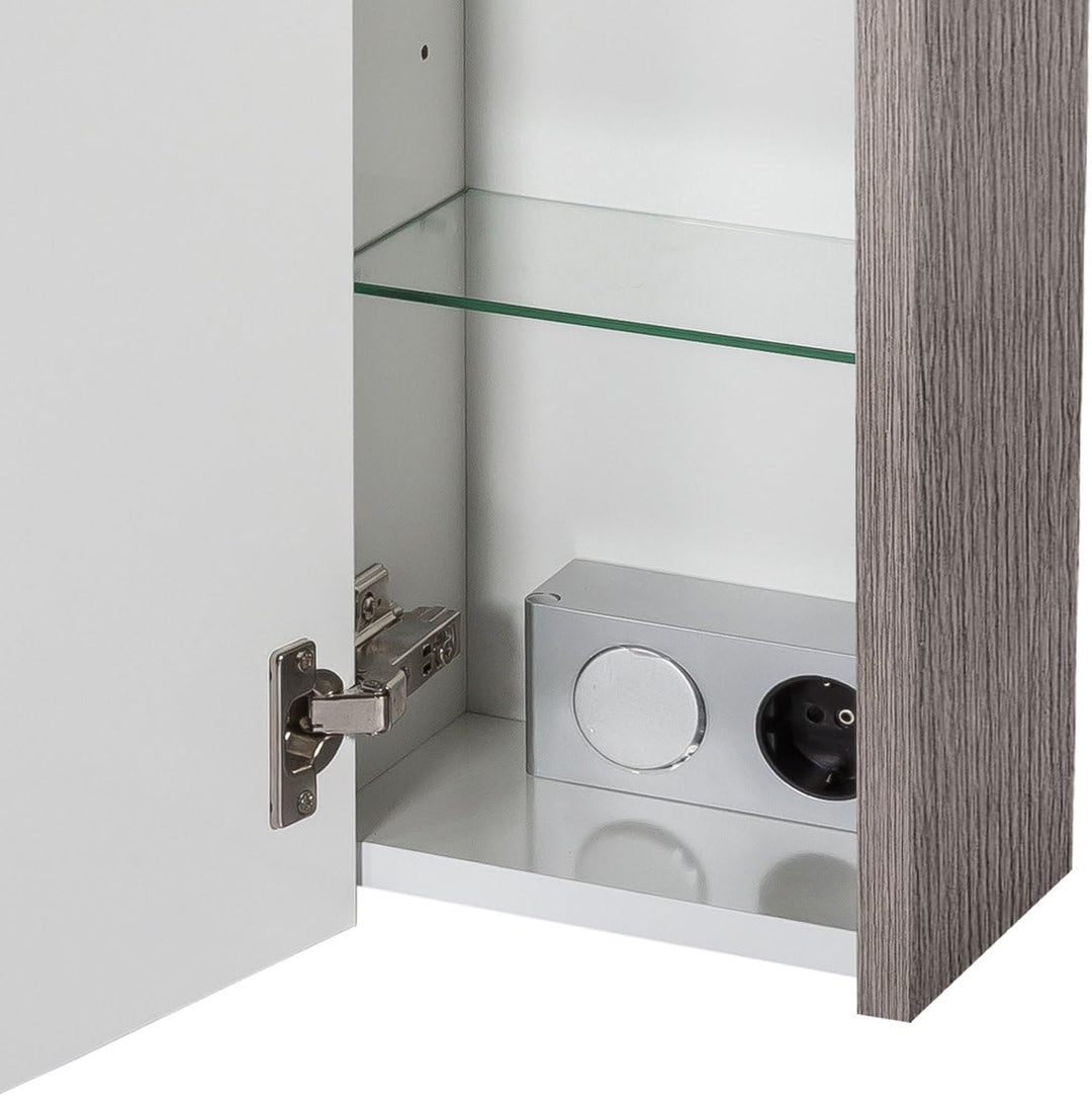 Schildmeyer Spiegelschrank 133076 Trient, 70.0 x 16.0 x 75.0 cm, esche grau Dekor 70 cm Inkl. LED Be