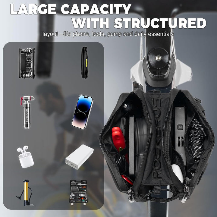 ROCKBROS Rahmentasche Fahrradtasche Oberrohr Schlankes Design mit Elastischer Seitenschnur, Fahrrad