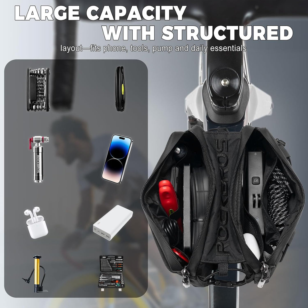 ROCKBROS Rahmentasche 2-in-7 mit Schultergurt, Fahrradtasche Schlanke Oberrohrtasche mit Elastischer