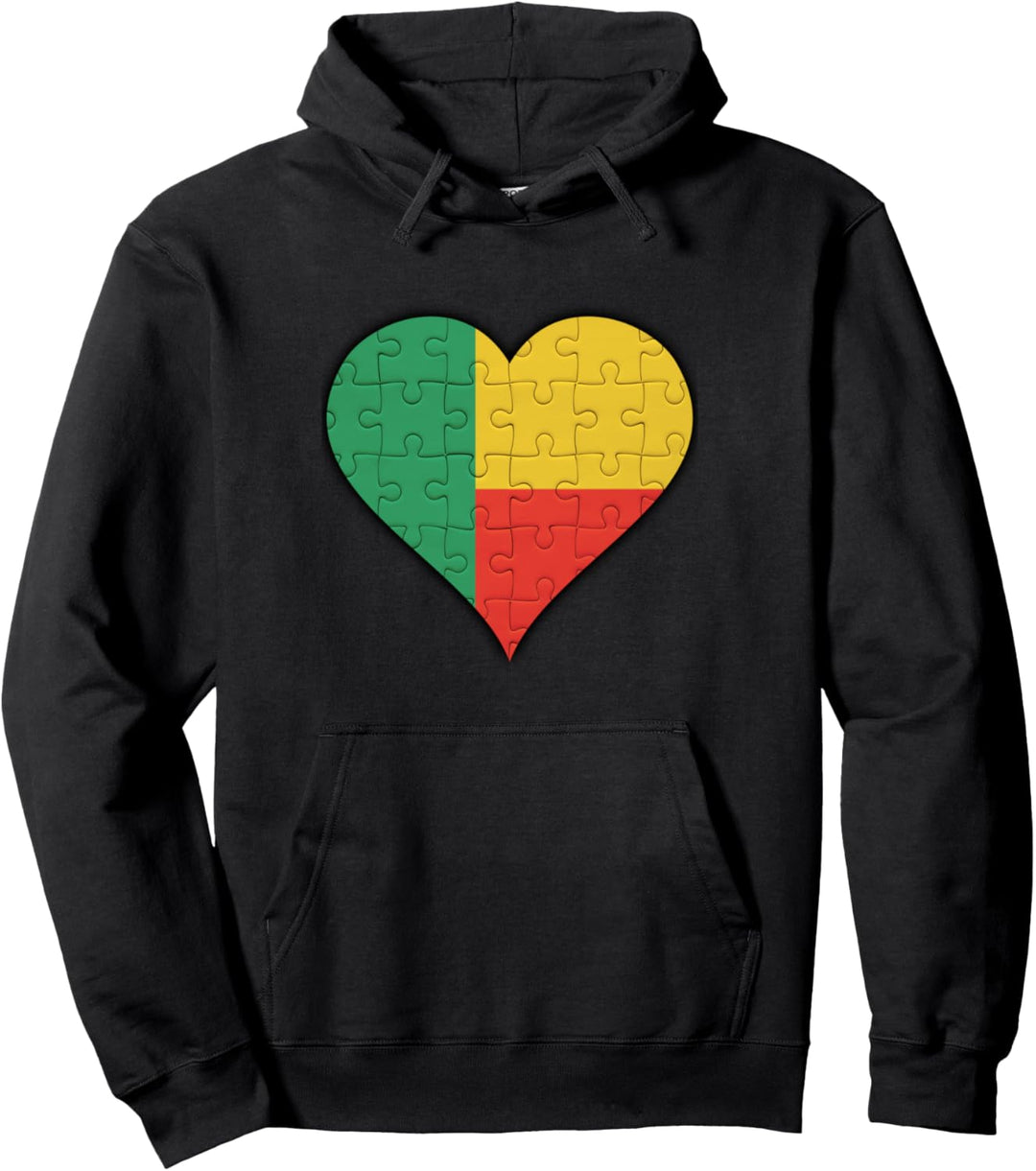 Benin Beninische Flagge Herz Pullover Hoodie