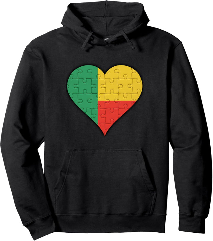 Benin Beninische Flagge Herz Pullover Hoodie