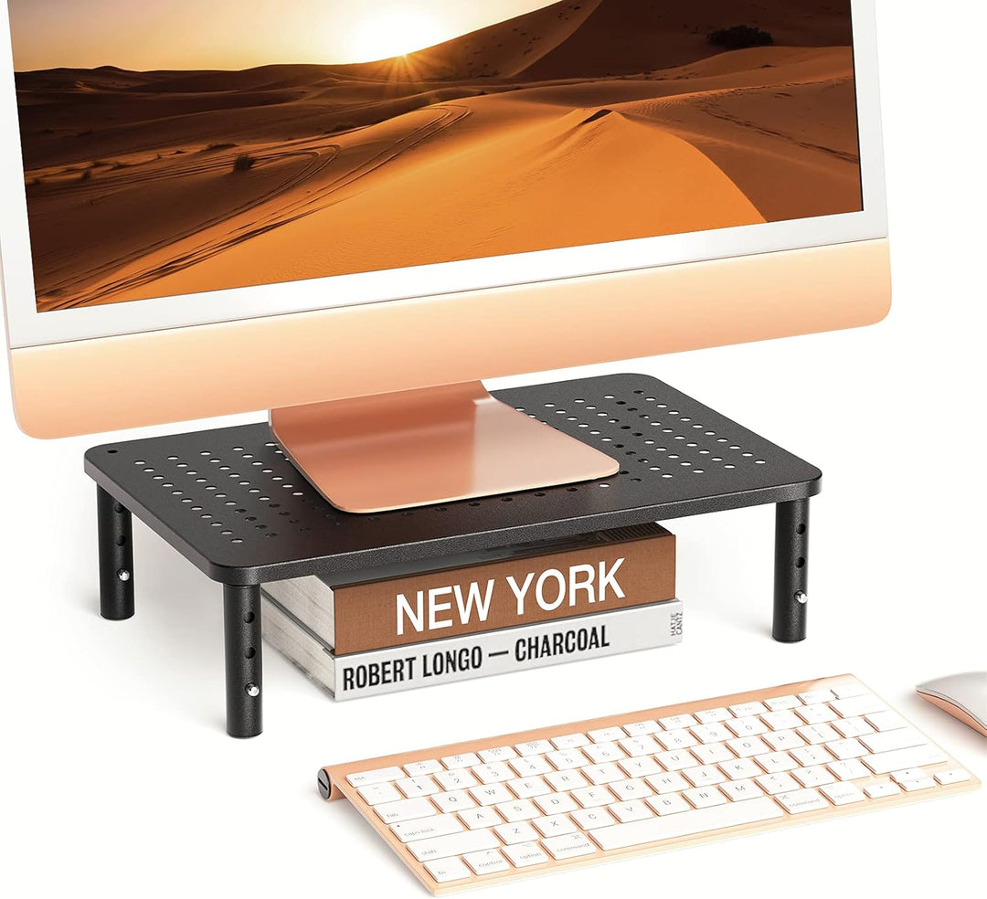 HUANUO Monitorständer mit 3 ergonomischen Höhen, verstellbar, mit belüfteter Lochplattform für Monit