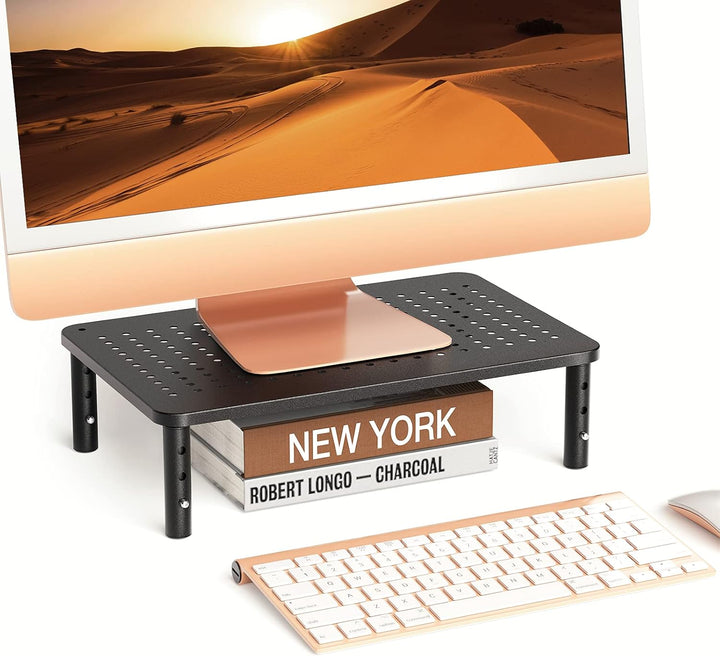 HUANUO Monitorständer mit 3 ergonomischen Höhen, verstellbar, mit belüfteter Lochplattform für Monit