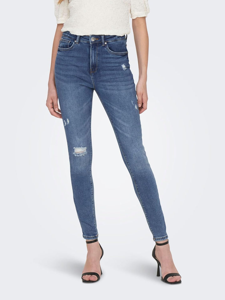 ONLY Female Skinny Jeans ONLMila Life HW Ankle Skinny Fit Jeans 25W / 30L Blau (Medium Blue Denim),