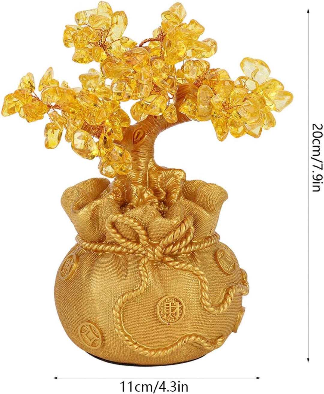 HERCHR Gold Geld Baum, Feng Shui Baum Citrin Geld Baum Harz Glücksbaum Bonsai Statue Office Home Dek