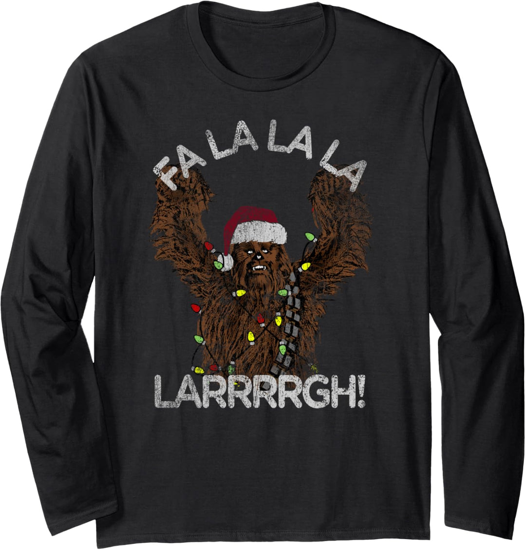Star Wars Chewie Fa La La La Holiday Text Langarmshirt