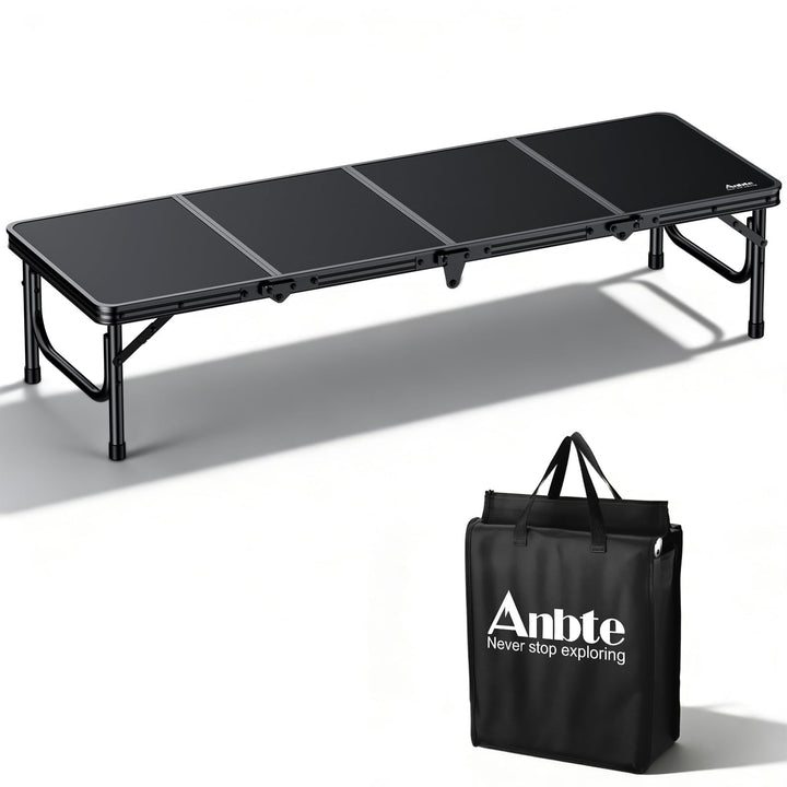 Anbte Campingtisch Klapptisch 116x40x26cm(LxBxH) mit Aluminium-Rahmen & MDF Tischplatte Niedriger Pi
