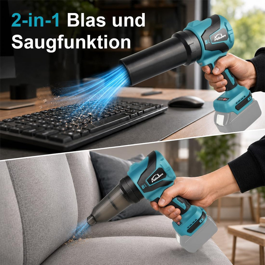 2-in-1 Akku Gebläse und Sauger kompatibel Makita 18V, ohne Akku | Bürstenloser Motor, 50.000 U/min,