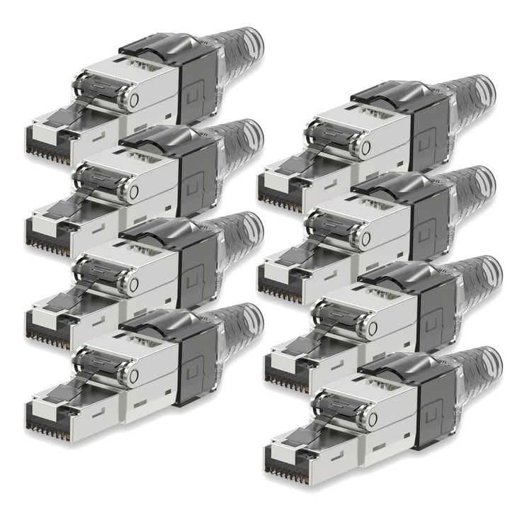 8 Stück Netzwerkstecker Cat 7 werkzeuglos CAT7 CAT7A RJ45 LAN UTP Kabel Stecker Grau ohne Werkzeug w